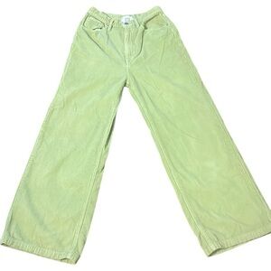 BDG Urban Outfitters High Rise and Wide Leg Lime Green Corduroy Pants Size 28